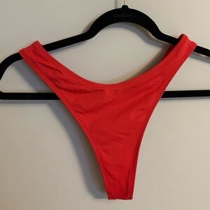 Knight Swim Angel High Rise Thong Bikini Bottom - Red “Lava”